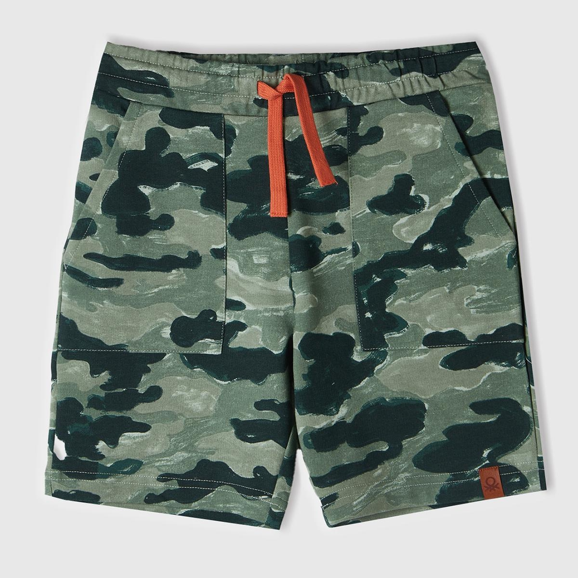 Erkek Çocuk Kamuflaj Büzgü İpli Logo Etiketli Desenli Bermuda Şort