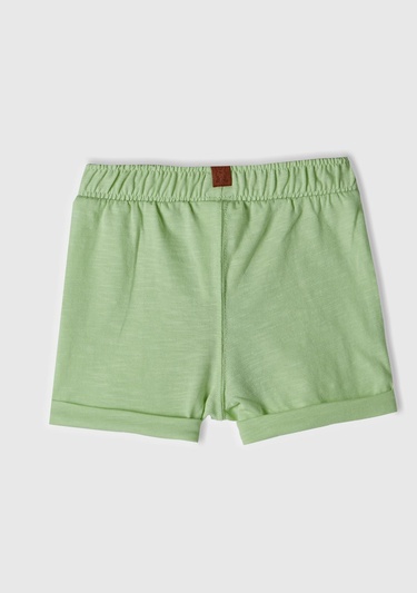  Bebek Açık Yeşil Yandan Cepli Beli Büzgülü ve İpli Şort