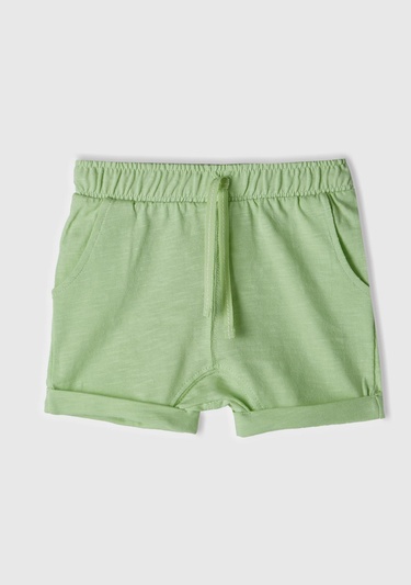  Bebek Açık Yeşil Yandan Cepli Beli Büzgülü ve İpli Şort