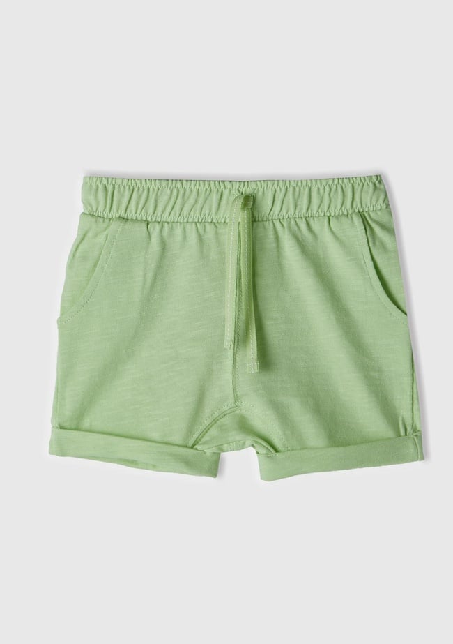  Bebek Açık Yeşil Yandan Cepli Beli Büzgülü ve İpli Şort