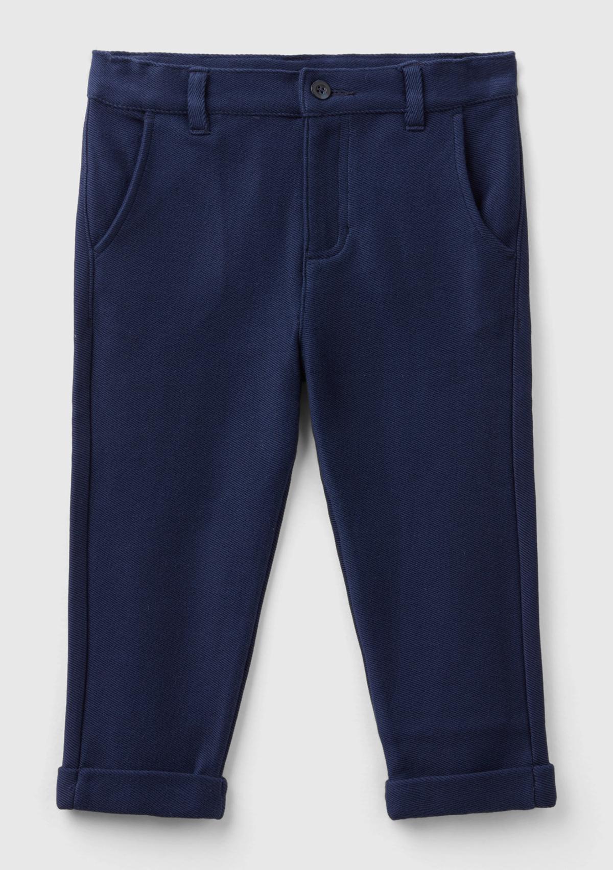  Erkek Çocuk Lacivert Arka Cebi Logo İşlemeli Biyeli Cep Detaylı Pantolon