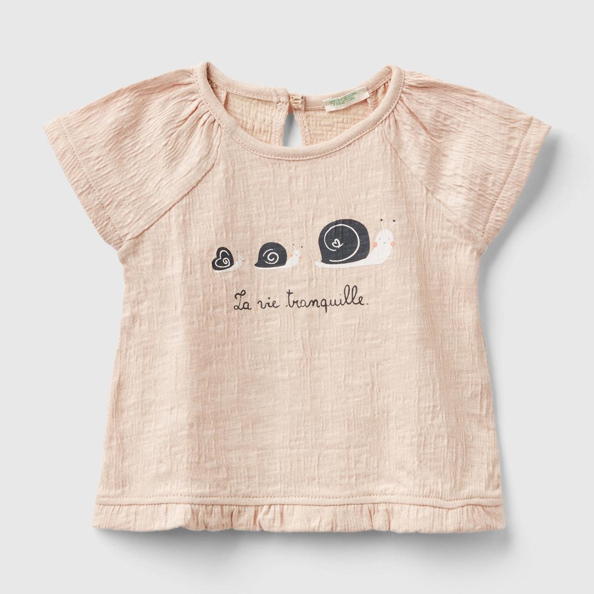 Bebek Gül Kurusu Önü Grafik Baskılı Altı Fırfırlı Reglan Kol T-Shirt