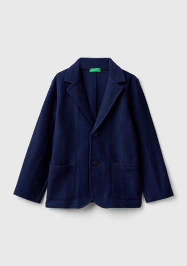  Erkek Çocuk Lacivert Düğme Kapamalı Yama Cepli Regular Ceket