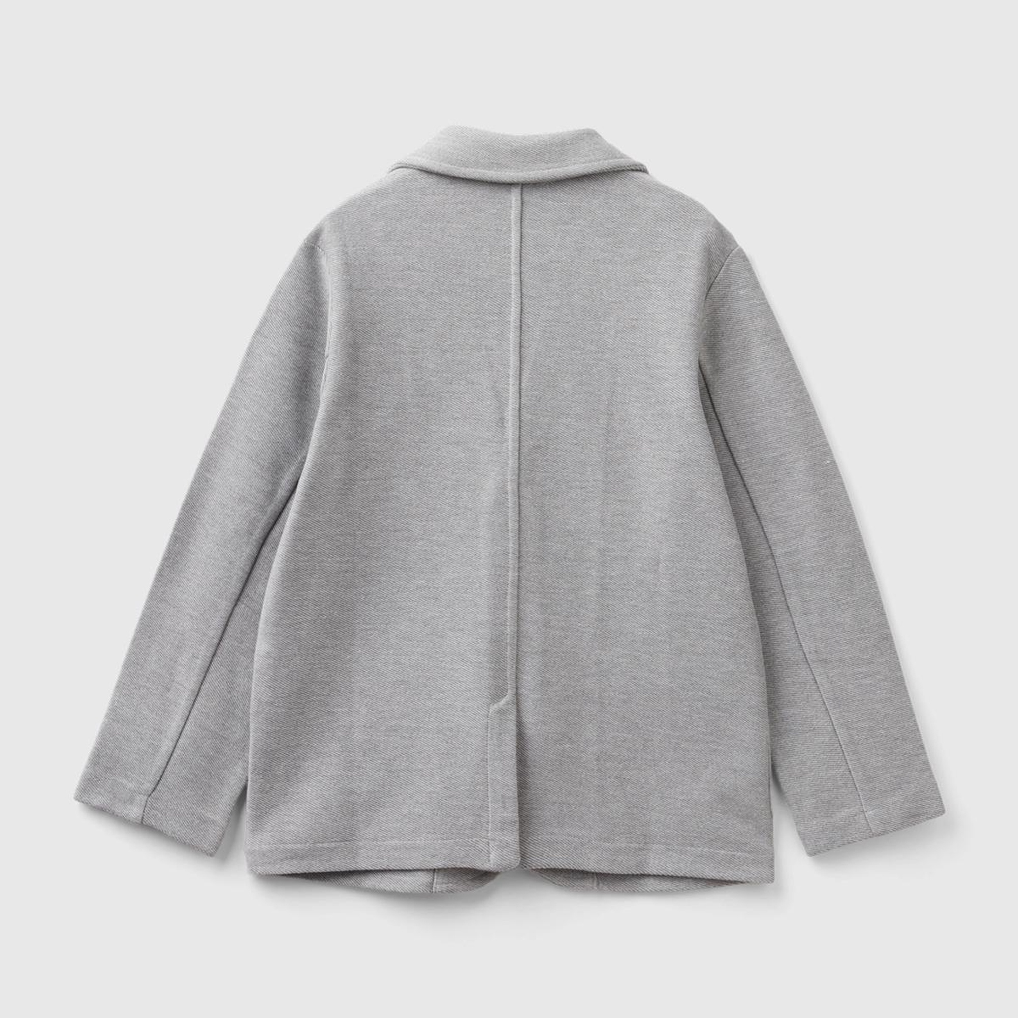 Erkek Çocuk Gri Melanj Düğme Kapamalı Yama Cepli Regular Ceket