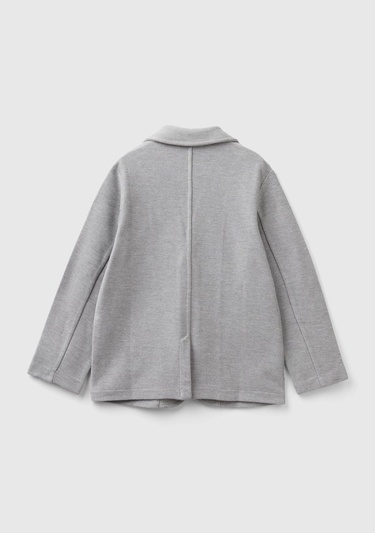  Erkek Çocuk Gri Melanj Düğme Kapamalı Yama Cepli Regular Ceket