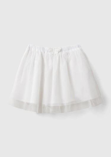  Kız Çocuk Beyaz. Kelebek Detaylı Çift Katlı Tül Etek