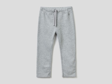  Kız Çocuk Gri Melanj Logo İşlemeli Eşofman Altı