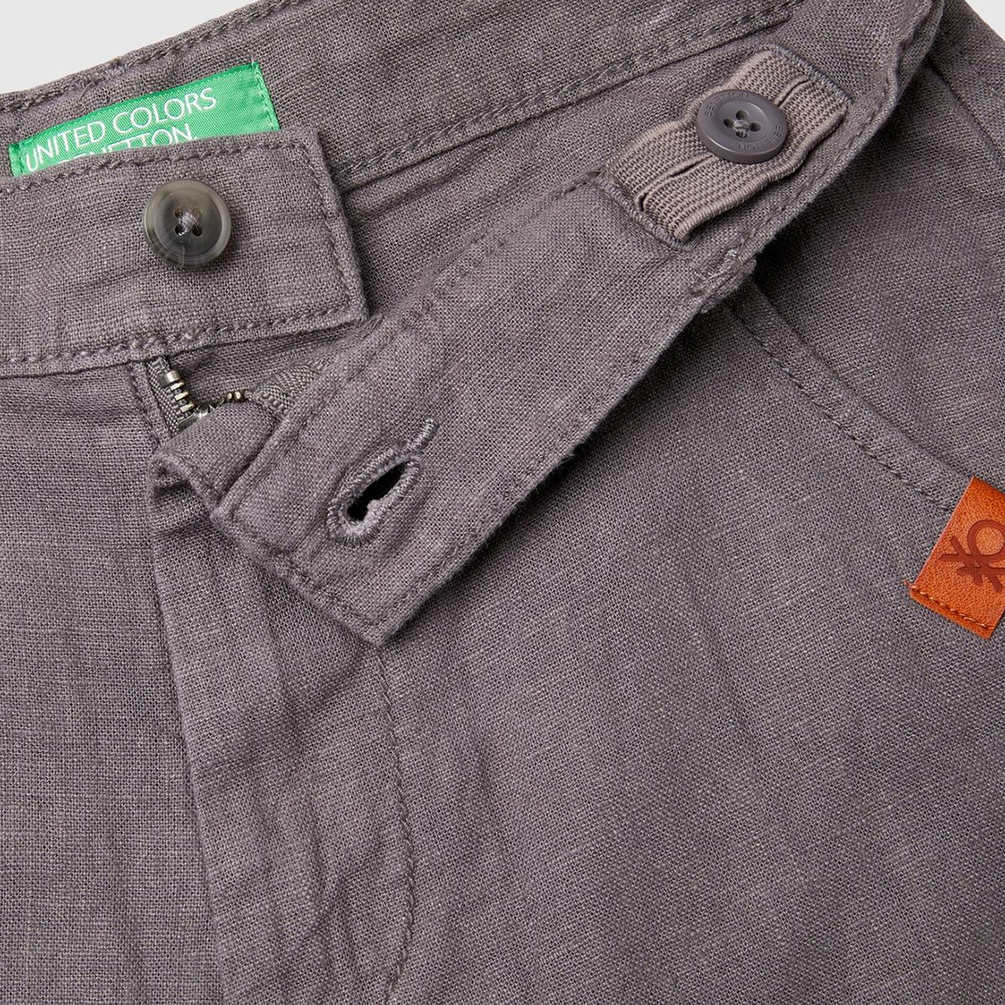 Erkek Çocuk Antrasit Kemer Delikli Cebi Logo Etiketli Yanları Cepli Bermuda Şort