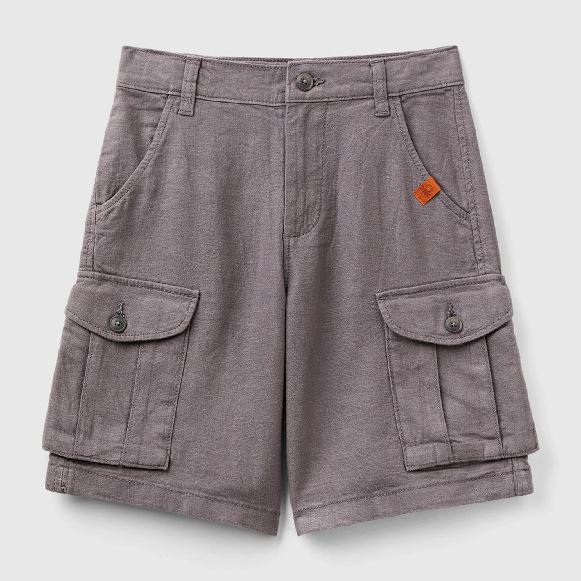 Erkek Çocuk Antrasit Kemer Delikli Cebi Logo Etiketli Yanları Cepli Bermuda Şort