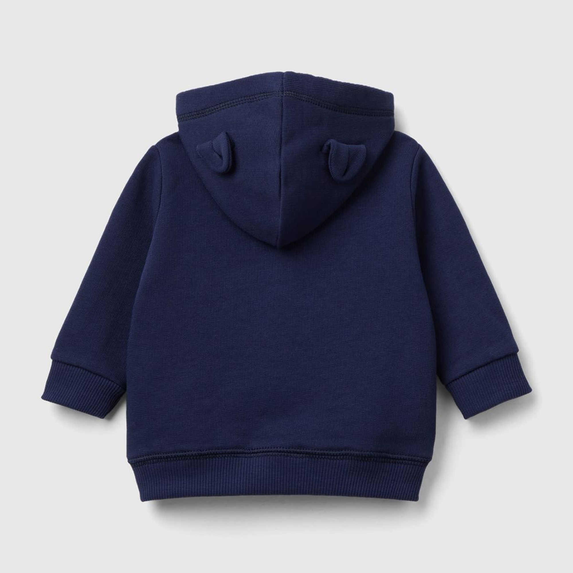 Bebek Lacivert Göğsü Tavşan Logosu İşlemeli Kapüşonu Kulaklı Sweatshirt