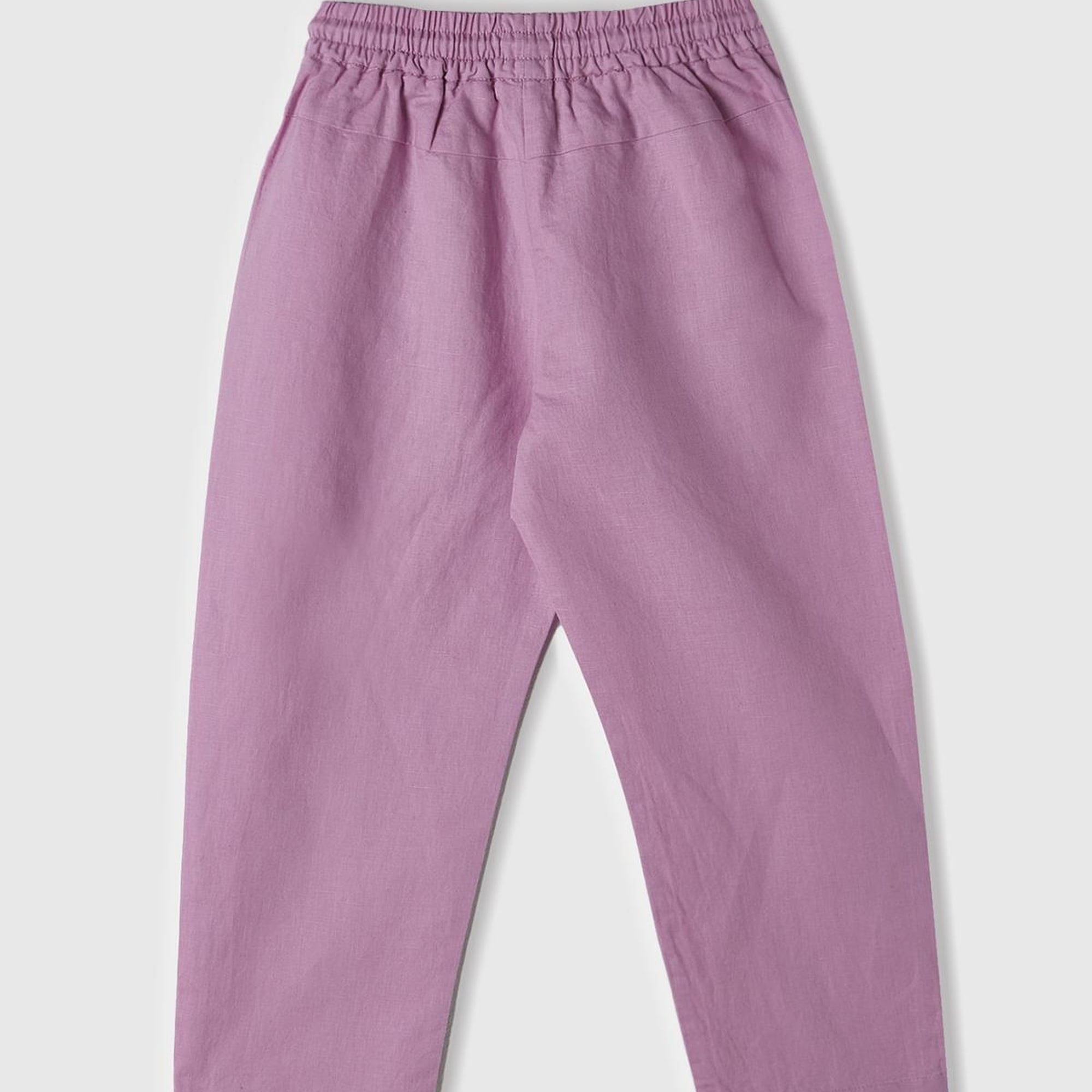 Kız Çocuk Pembe Keten Karışımlı Pantolon