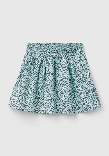  Kız Çocuk Açık Mavi Mix Esnek Belli Büzgü İpli Desenli Etek