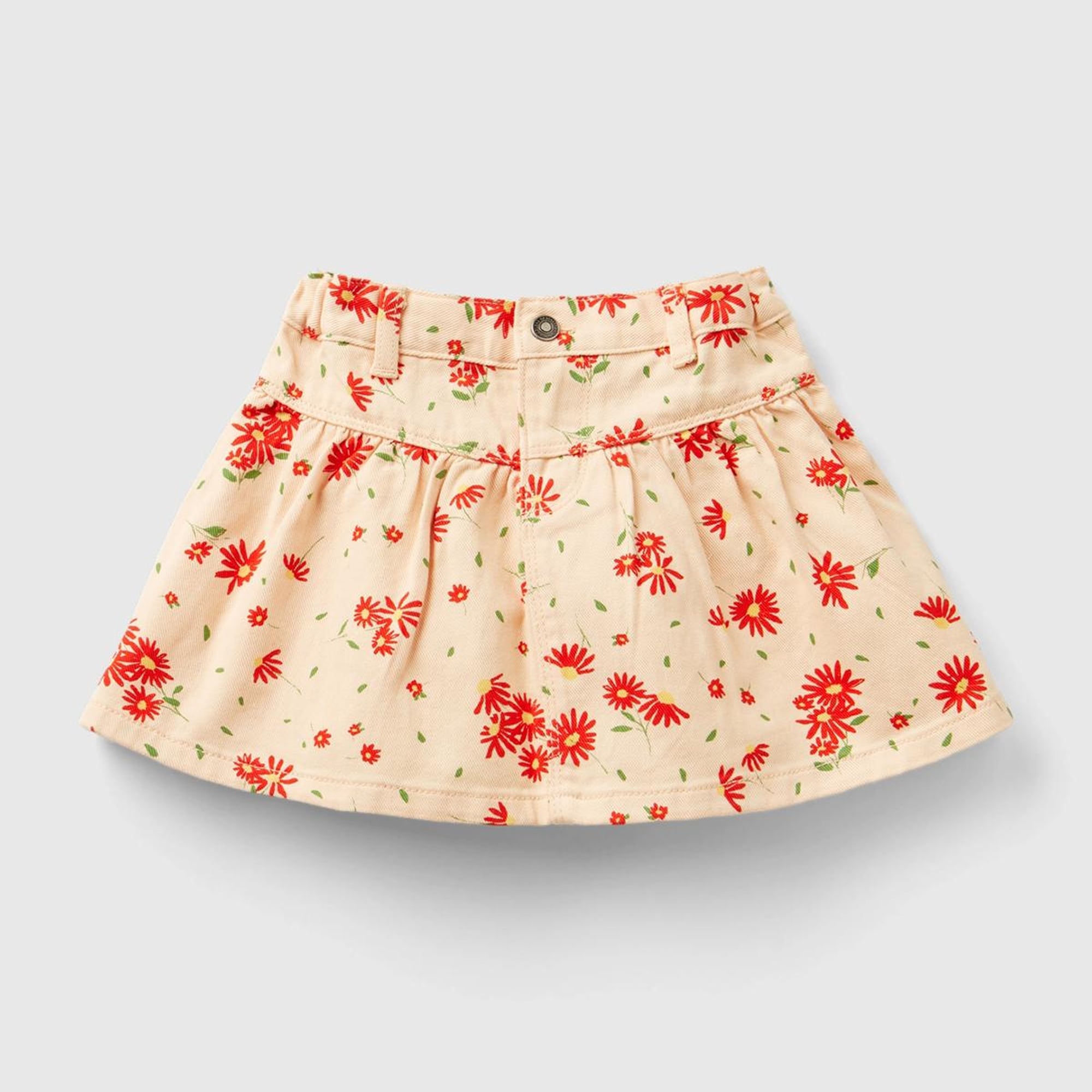 Kız Çocuk Açık Pembe Mix Tamamı Desenli Kemer Delikli Pileli Etek