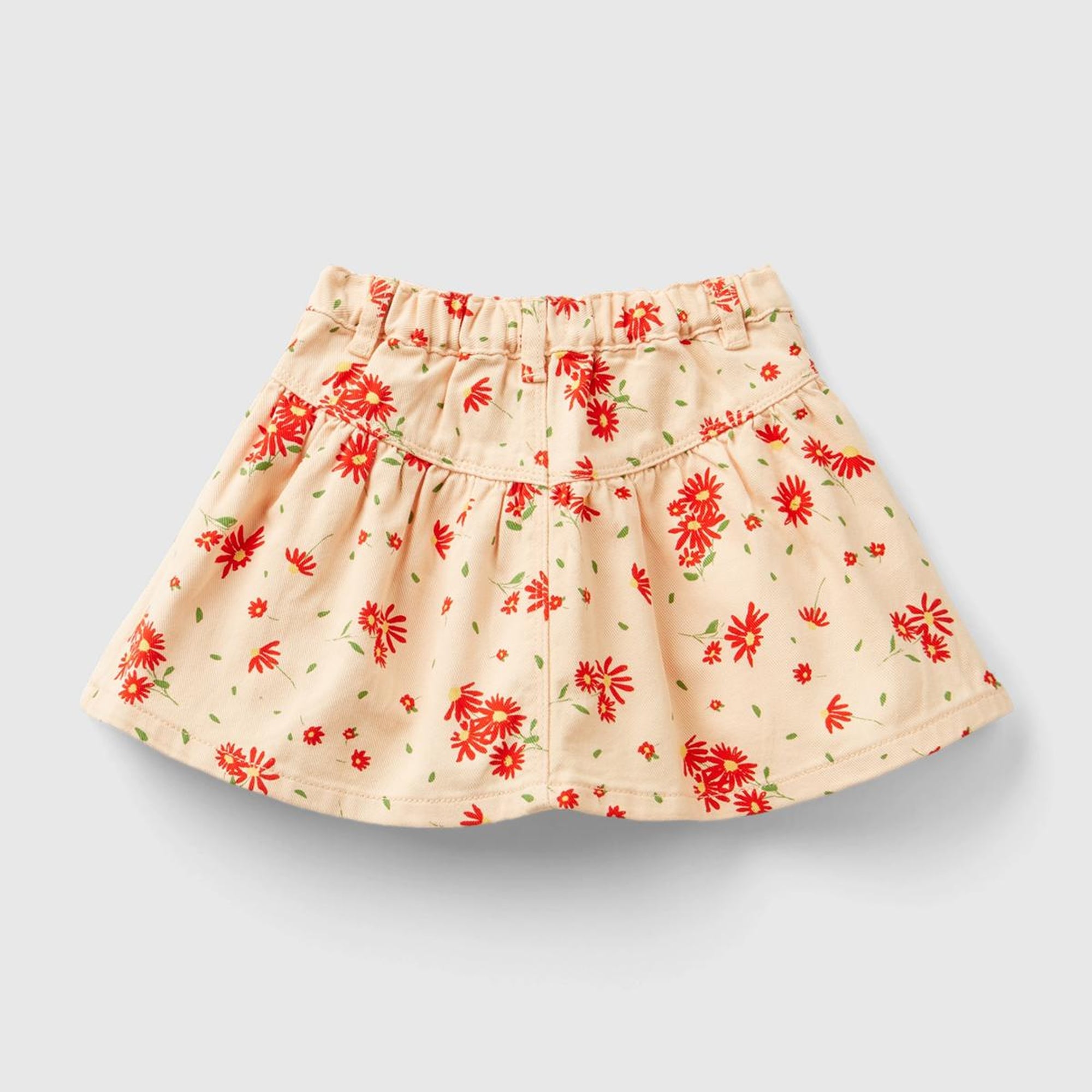 Kız Çocuk Açık Pembe Mix Tamamı Desenli Kemer Delikli Pileli Etek