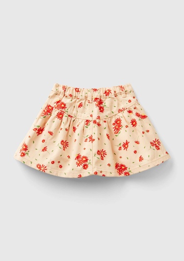  Kız Çocuk Açık Pembe Mix Tamamı Desenli Kemer Delikli Pileli Etek