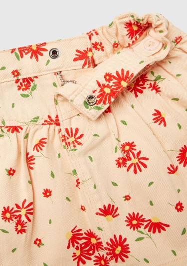  Kız Çocuk Açık Pembe Mix Tamamı Desenli Kemer Delikli Pileli Etek