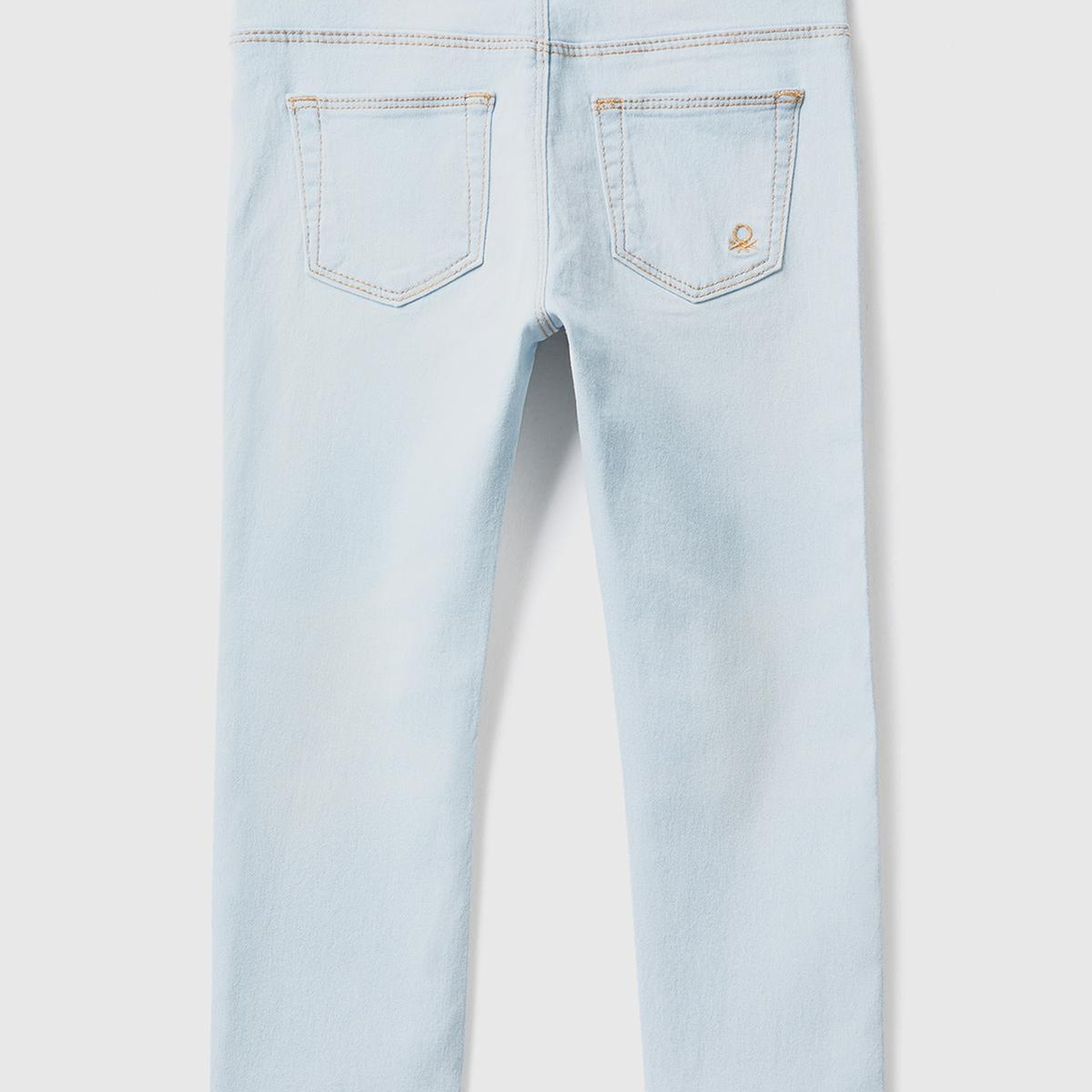 Kız Çocuk Açık Denim Eskitilmiş Efektli 5 Cepli Streç Kısa Denim Pantolon