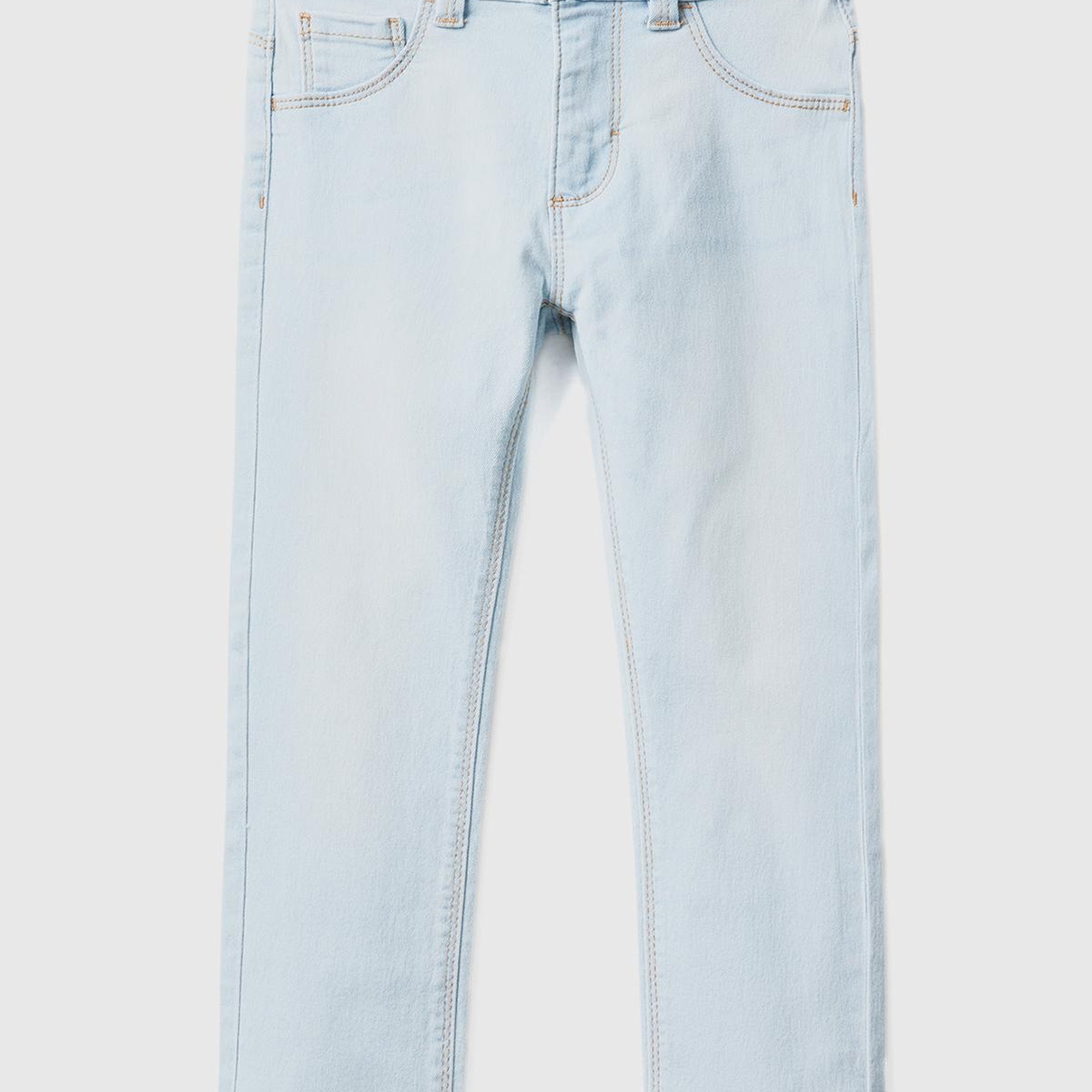 Kız Çocuk Açık Denim Eskitilmiş Efektli 5 Cepli Streç Kısa Denim Pantolon