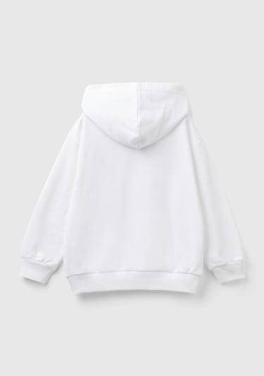  Erkek Çocuk Beyaz Önü Süper Kahraman Baskılı Kapüşonlu Sweatshirt