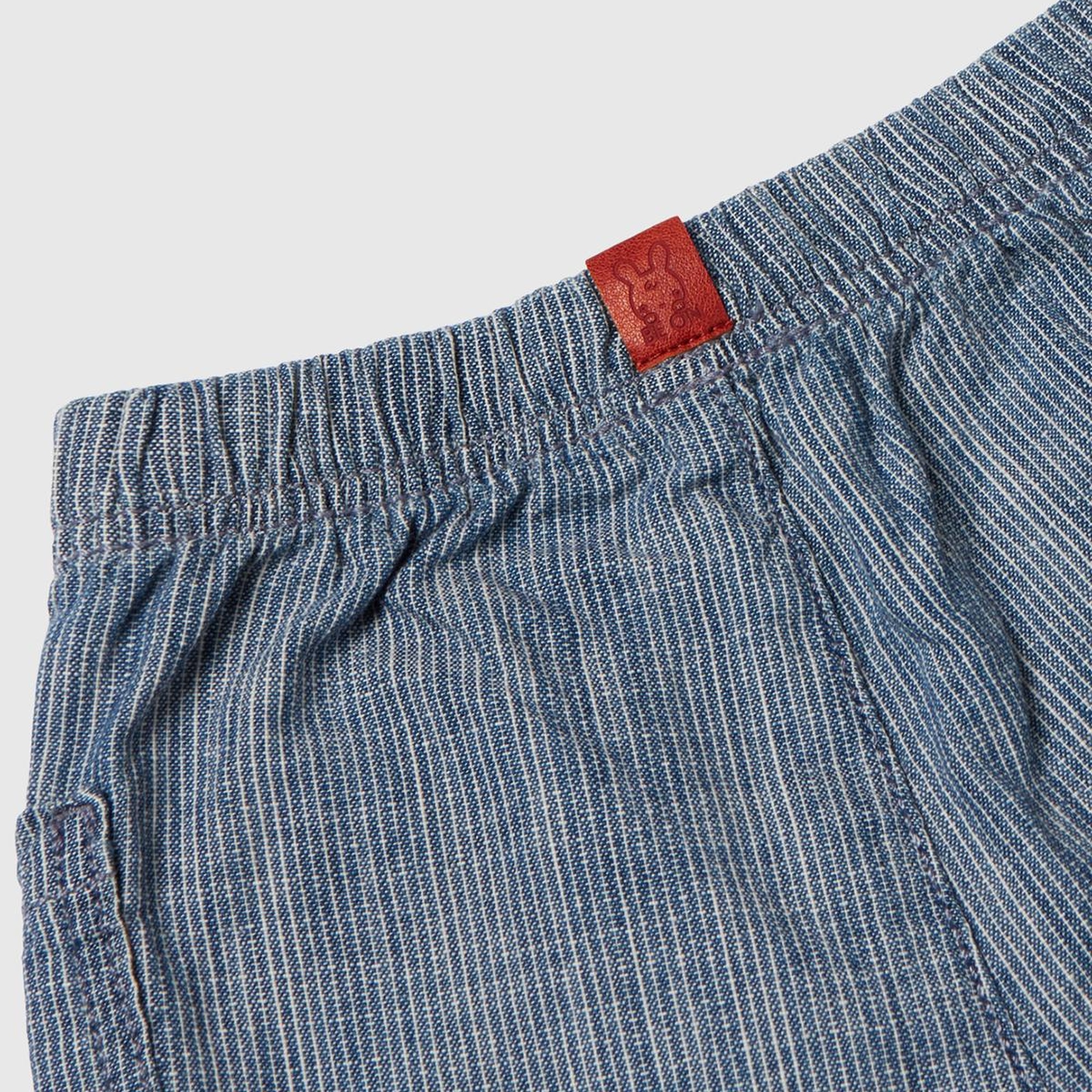 Bebek Mavi Mix Yama Cepli Dekoratif Düğmeli Beli Büzgülü Şort