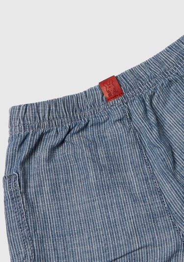  Bebek Mavi Mix Yama Cepli Dekoratif Düğmeli Beli Büzgülü Şort