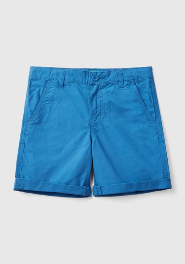  Erkek Çocuk Saks Mavi Chino Bermuda Şort