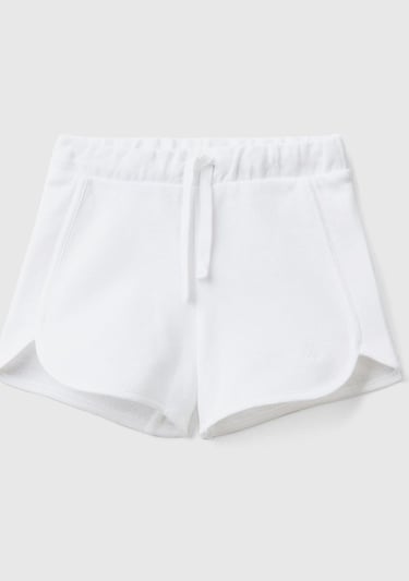  Kız Çocuk Beyaz Logolu Sweat Şort