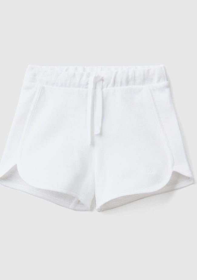  Kız Çocuk Beyaz Logolu Sweat Şort