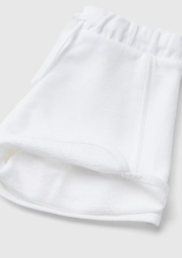  Kız Çocuk Beyaz Logolu Sweat Şort