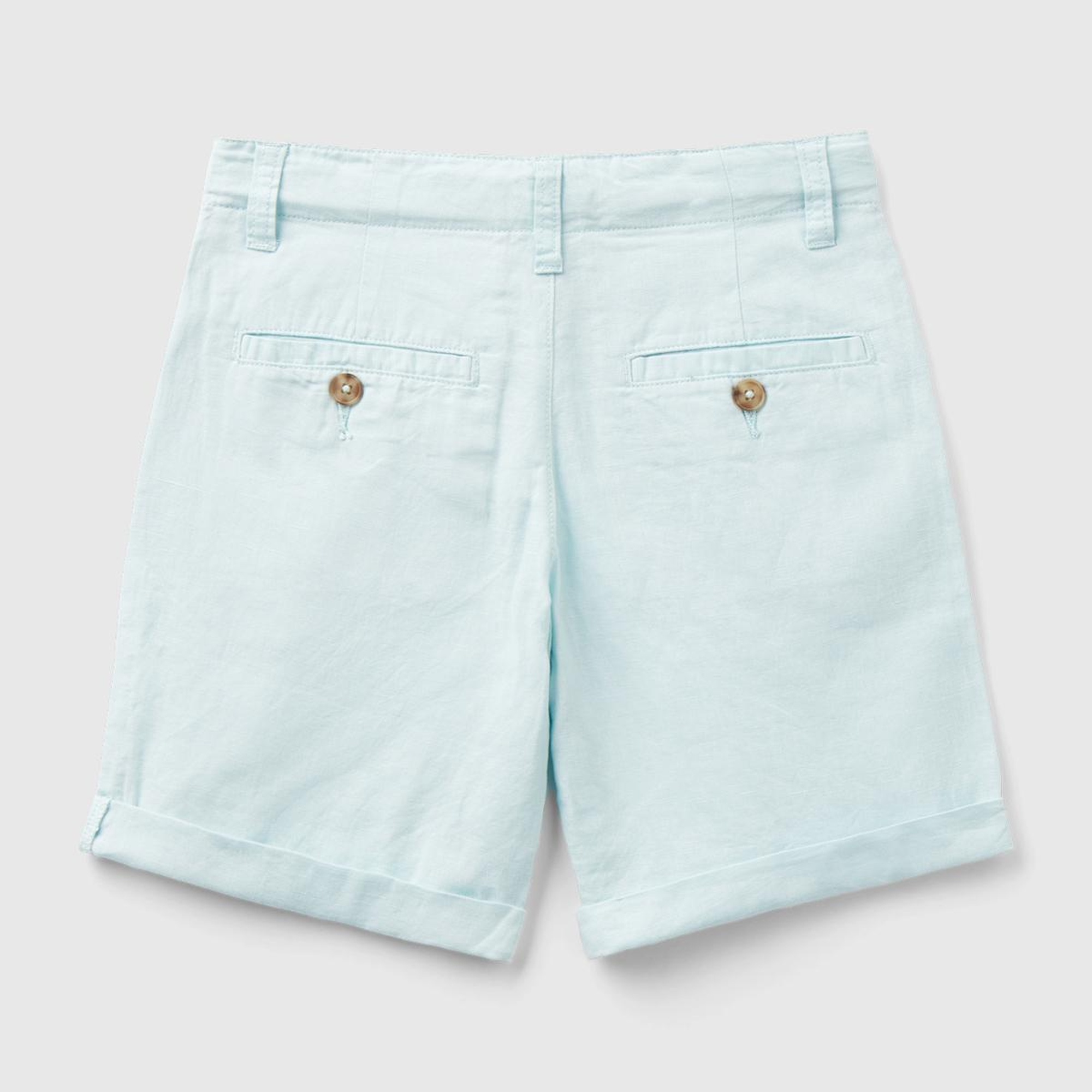 Erkek Çocuk Açık Mavi Keten Karışımlı Şort