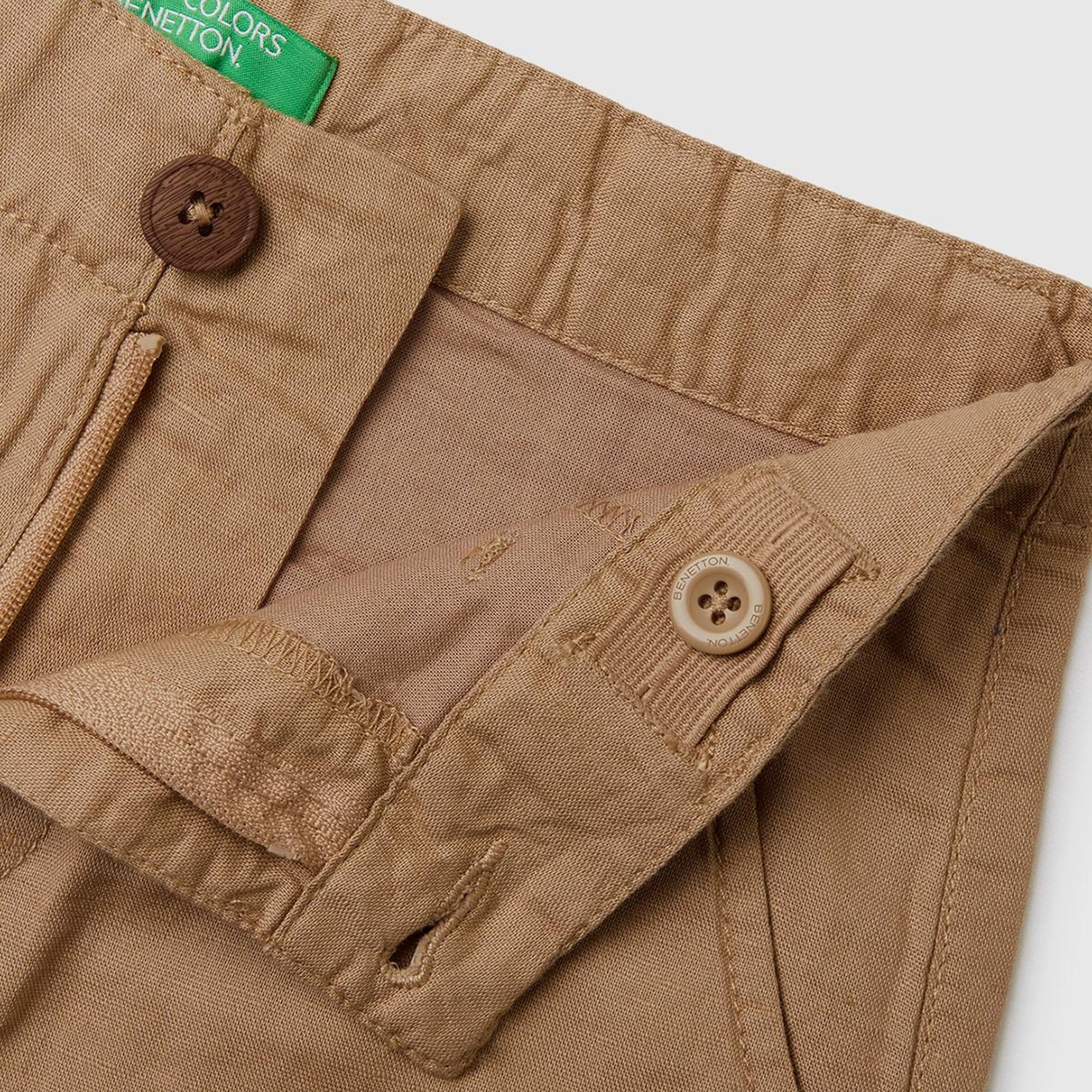 Erkek Çocuk Açık Kahve Keten Karışımlı Şort