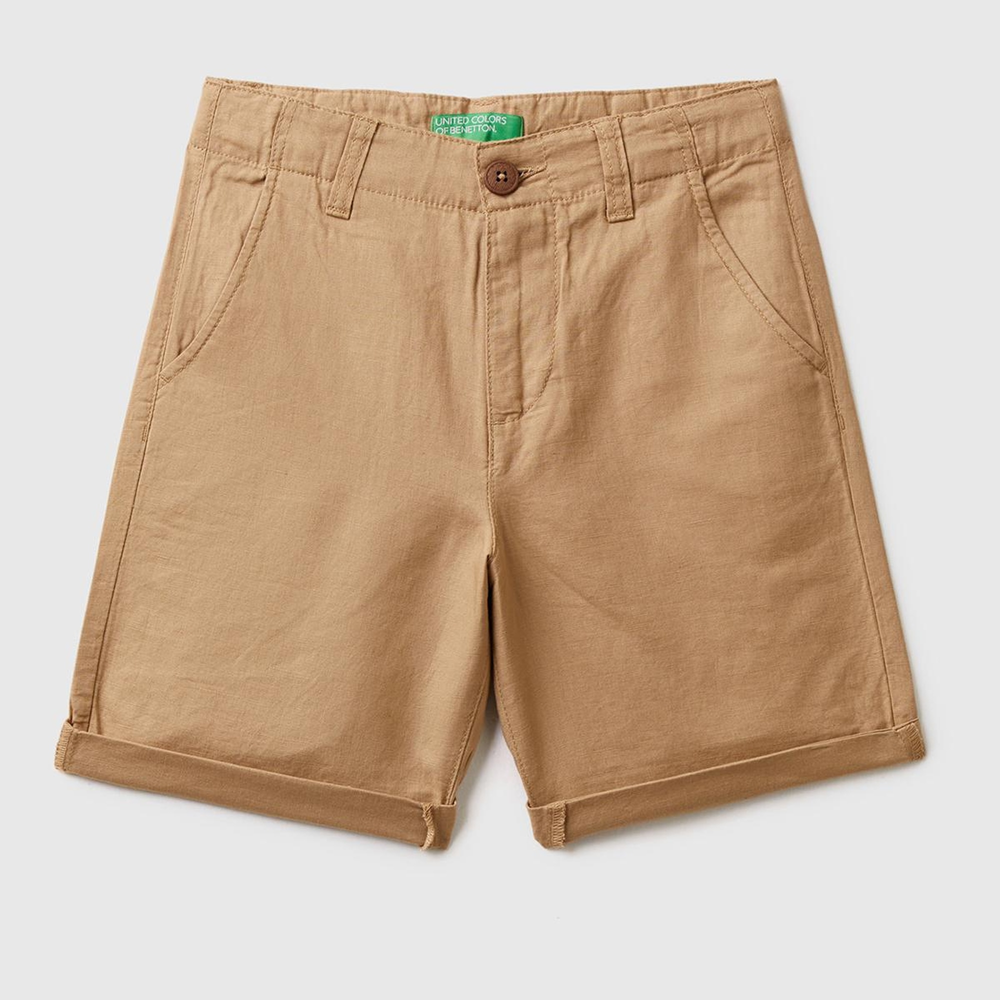 Erkek Çocuk Açık Kahve Keten Karışımlı Şort