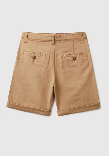 Erkek Çocuk Açık Kahve Keten Karışımlı Şort