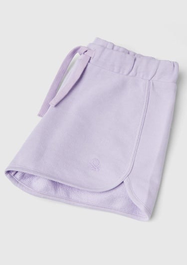 Kız Çocuk Lila Logolu Sweat Şort