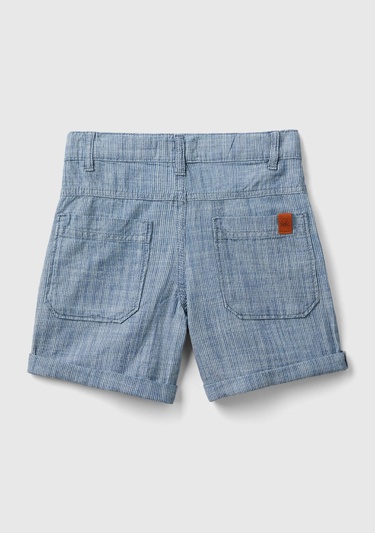  Erkek Çocuk Koyu Gri Melanj Logo İşlemeli Yama Cepli Kemer Delikli Kısa Bermuda Şort