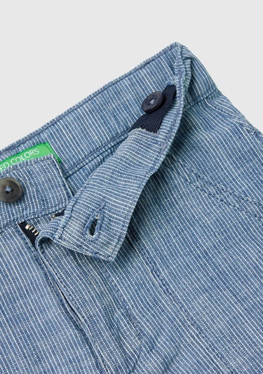  Erkek Çocuk Koyu Gri Melanj Logo İşlemeli Yama Cepli Kemer Delikli Kısa Bermuda Şort