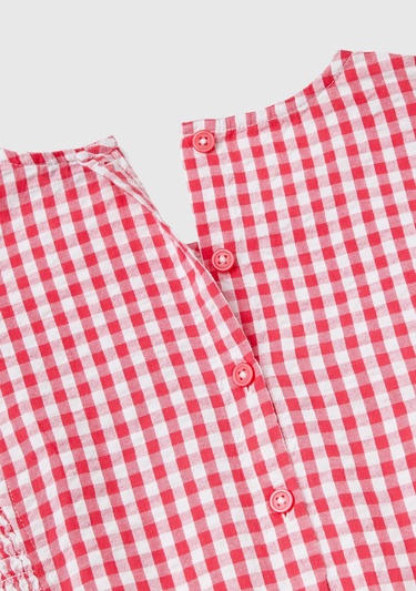  Kız Çocuk Kırmızı Tamamı Desenli Yanları Kesik Detaylı Kısa Tulum