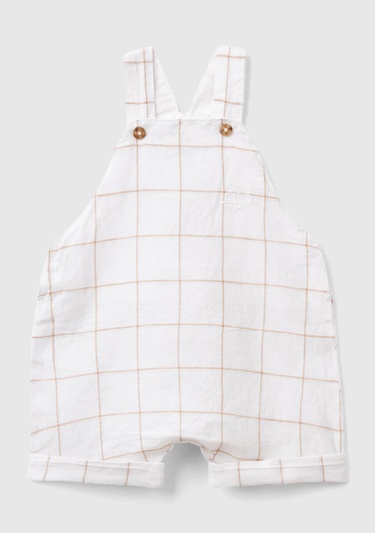  Bebek Krem-Bej Göğsü Nakış İşlemeli ve Düğmeli Kıvrık Paça Tulum