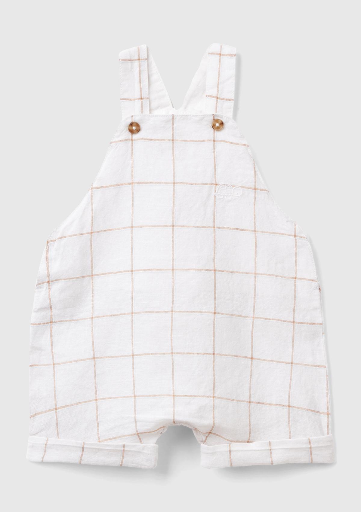  Bebek Krem-Bej Göğsü Nakış İşlemeli ve Düğmeli Kıvrık Paça Tulum