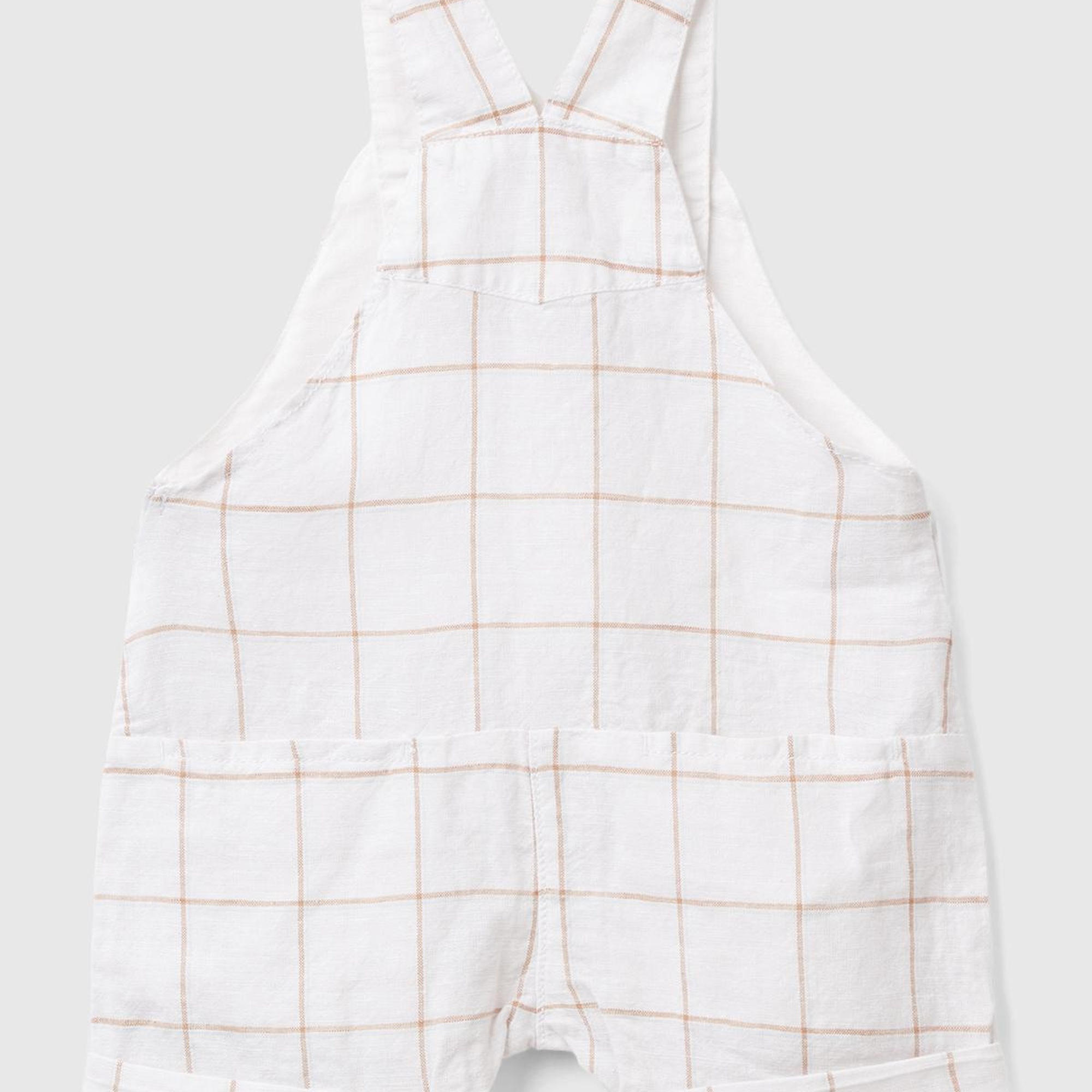 Bebek Krem-Bej Göğsü Nakış İşlemeli ve Düğmeli Kıvrık Paça Tulum