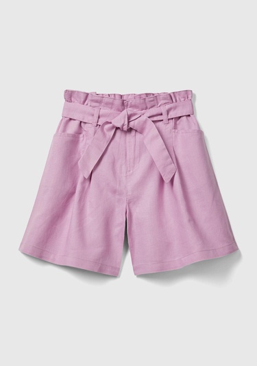  Kız Çocuk Pembe Beli Kuşaklı Bermuda Şort