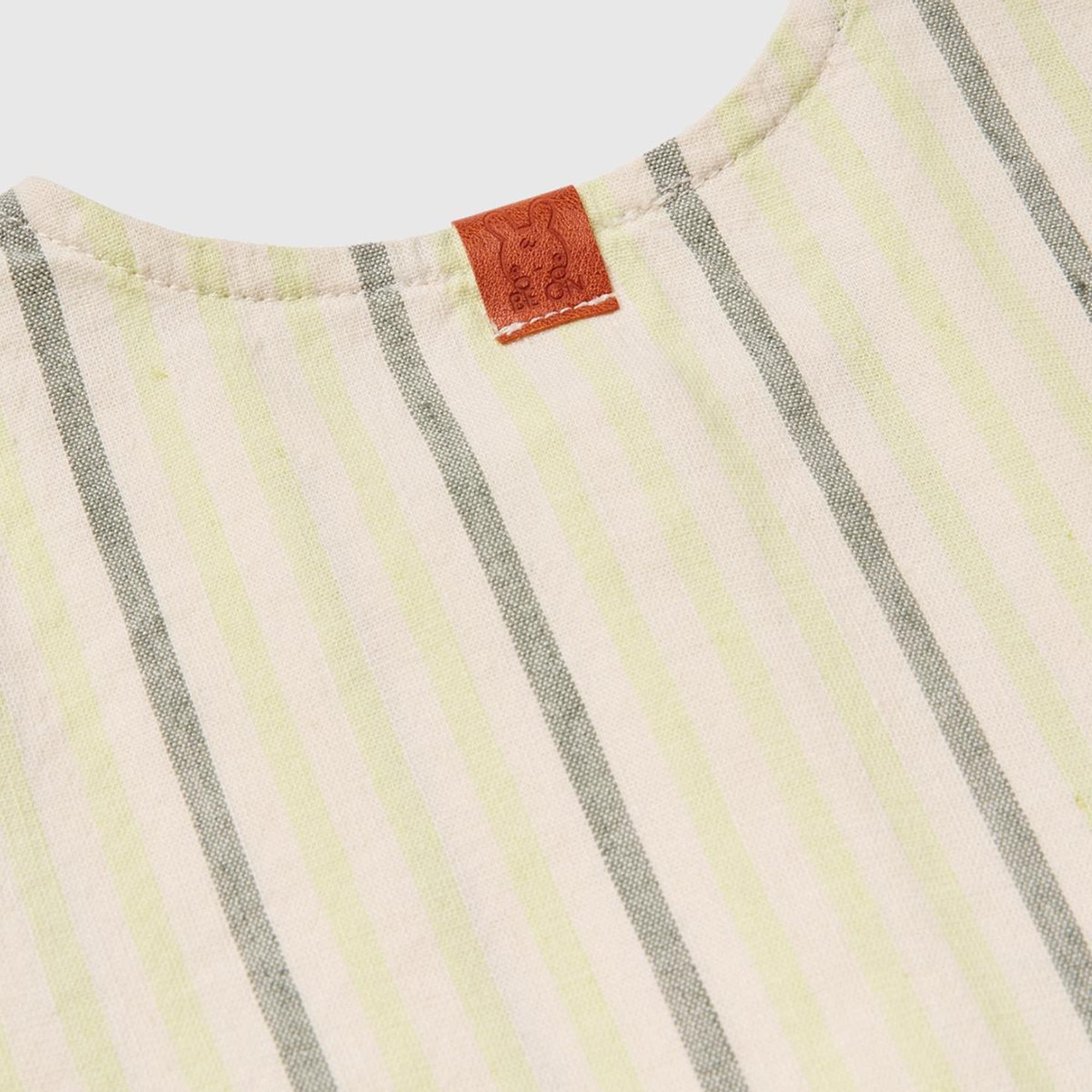 Bebek Krem Mix Tamam Çizgili Yama Cepli Önü Düğmeli Tulum