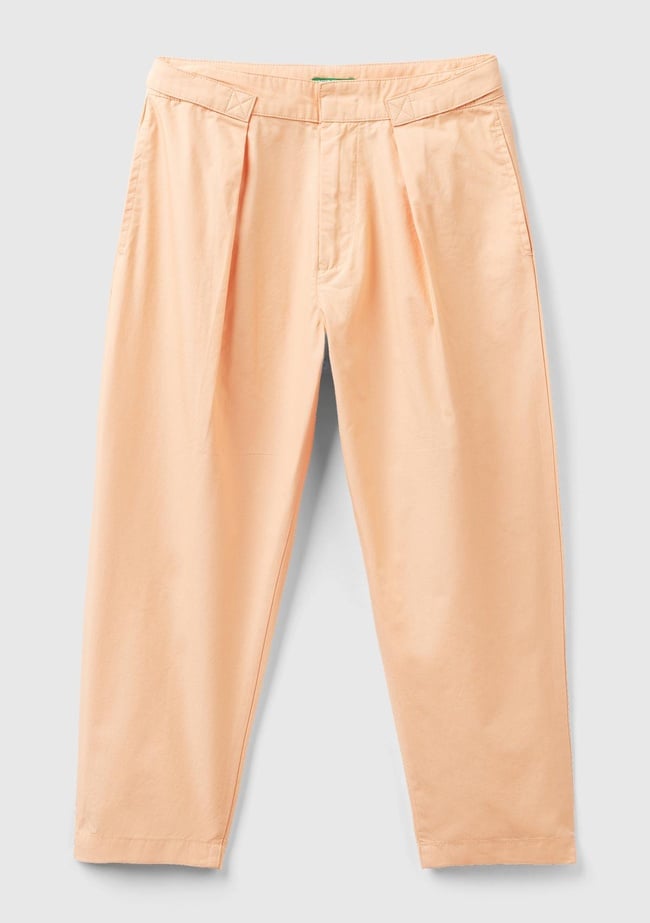  Kız Çocuk Şeftali Pileli Yüksek Bel Geniş Paça Pantolon