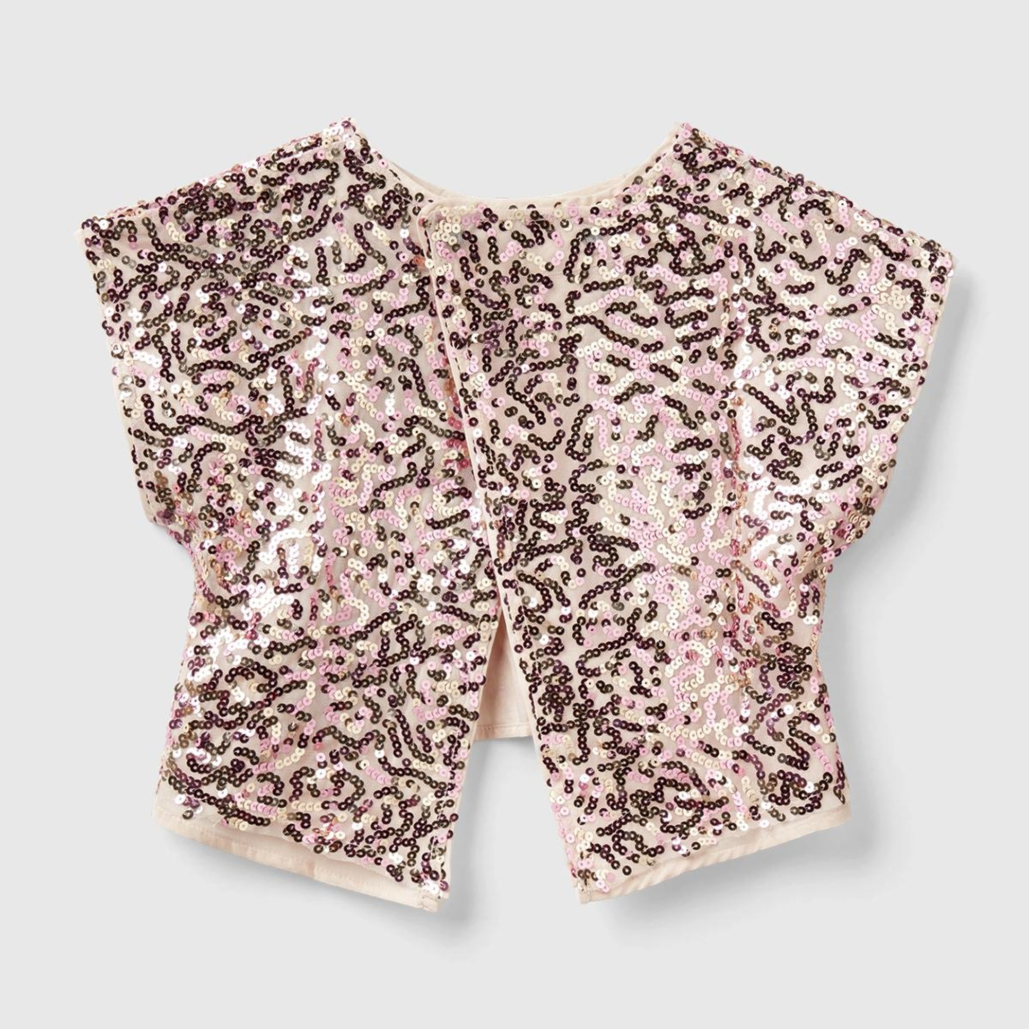 Kız Çocuk Gold Tamamı Desenli Arkası Çapraz Detaylı Bisiklet Yaka Bluz