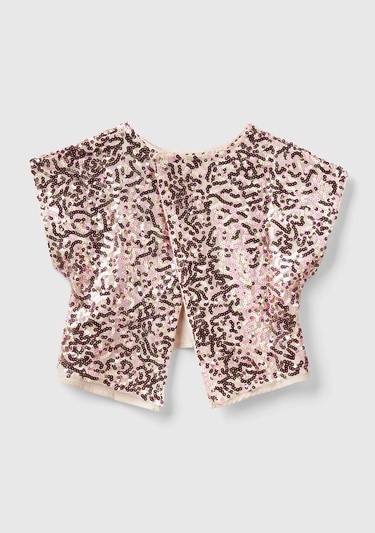  Kız Çocuk Gold Tamamı Desenli Arkası Çapraz Detaylı Bisiklet Yaka Bluz