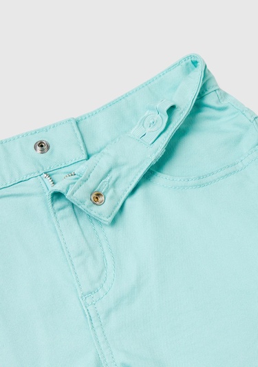  Kız Çocuk Su Yeşili 5 Cepli Ucu Saçaklı Kısa Şort