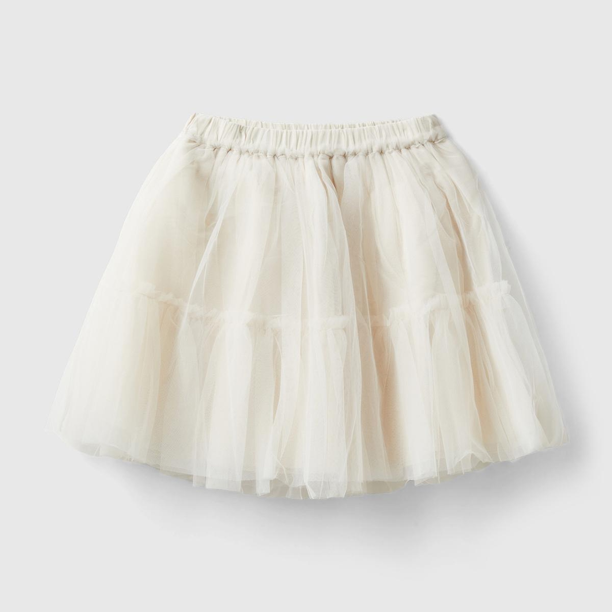 Kız Çocuk Krem İç Astarlı Kloş Tül Etek