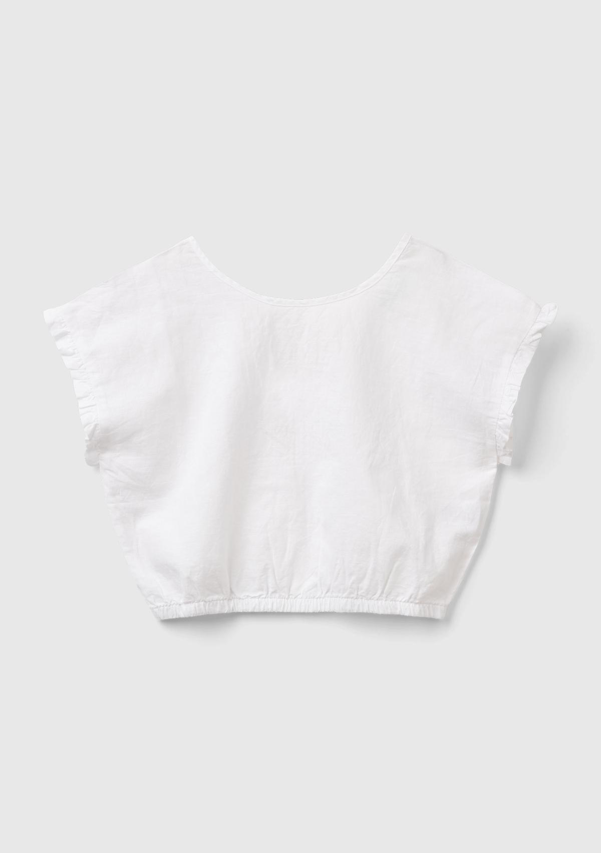  Kız Çocuk Beyaz Keten Karışımlı Bluz