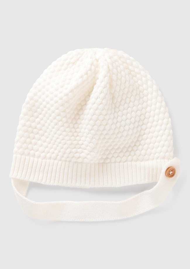  Bebek Beyaz 3D Dikişli İpli ve Düğmeli Şapka