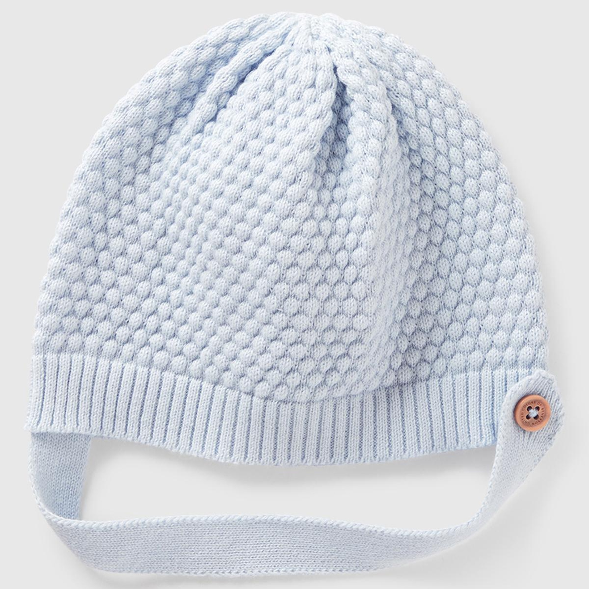 Bebek Toz Mavi 3D Dikişli İpli ve Düğmeli Şapka